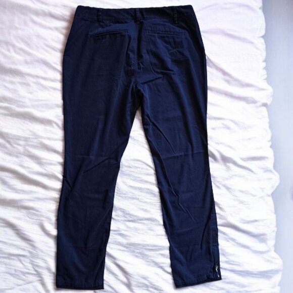 Vintage EXPRESS ( 8 ) Women's Navy Blue Ankle Zip Straight Leg Trousers - Picture 4 of 7